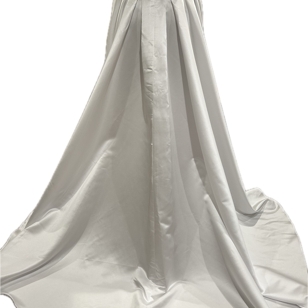 Elegant White Satin Detachable Bridal Train